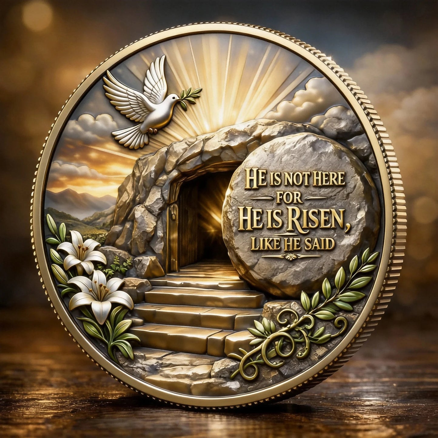 2D Biblical Commemorative Coin - "There Is No Greater Love" & "He Is Risen" Dual-Sided Design ✝️