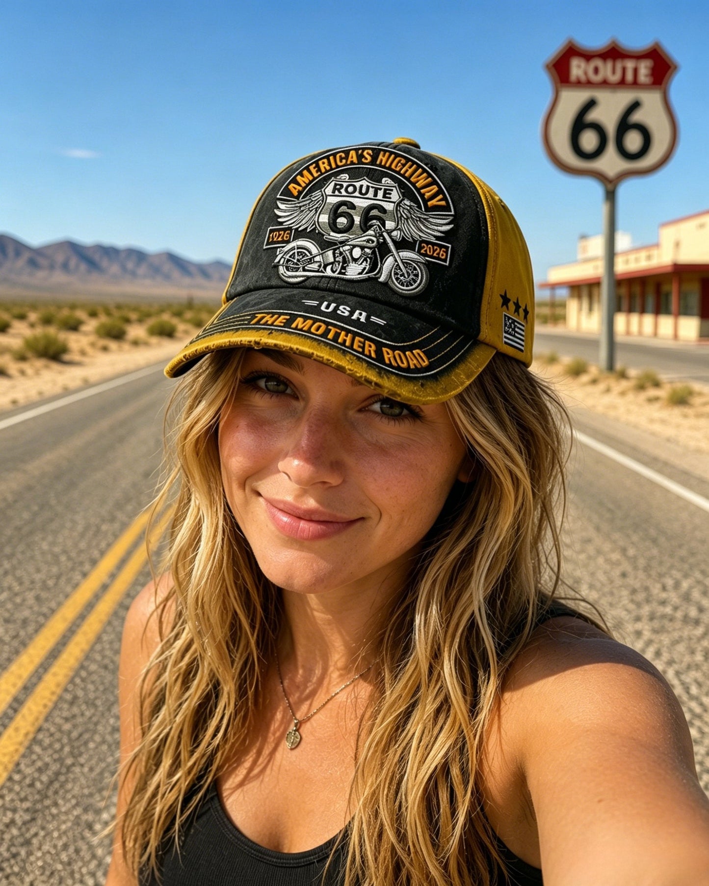 šļøRetro US Route 66 100th Anniversary Art Printed Casual Baseball Cap - 100% Cotton