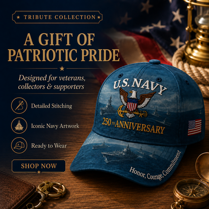 🔥 Father’s Day Sale - ❤️ U.S. Navy 250th Anniversary Commemorative Embroidered Cap 🇺🇸