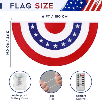 🔥2️⃣5️⃣0️⃣ Hot Sale - 3 x 6 Ft LED Patriotic Bunting Banner for America’s 250th