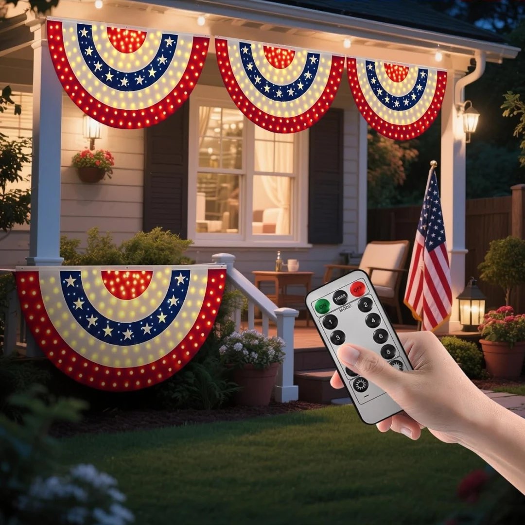 🔥2️⃣5️⃣0️⃣ Hot Sale - 3 x 6 Ft LED Patriotic Bunting Banner for America’s 250th