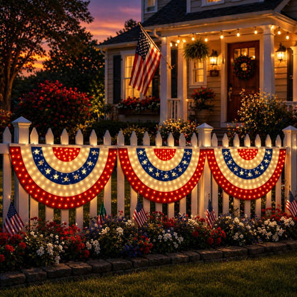 🔥2️⃣5️⃣0️⃣ Hot Sale - 3 x 6 Ft LED Patriotic Bunting Banner for America’s 250th