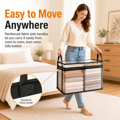 Clear PVC Storage Bins with Handles – for Books, Toys, Media, & Organizing🧸📚