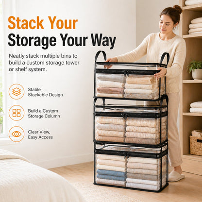 Clear PVC Storage Bins with Handles – for Books, Toys, Media, & Organizing🧸📚