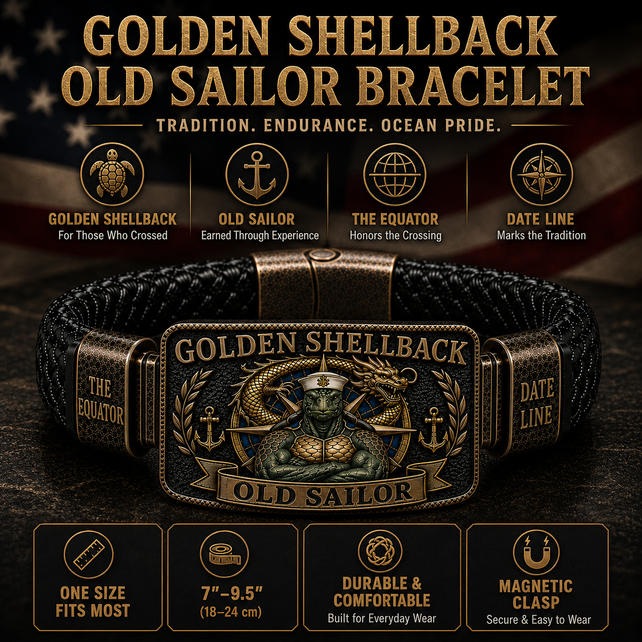 ⚓Last Day Promo: 49% OFF - 🐢Golden Shellback Old Sailor Honor Bracelet