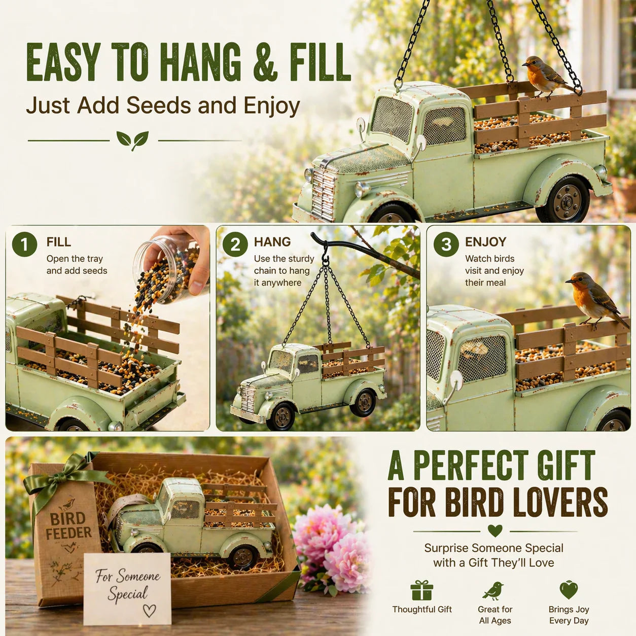 🔥2026 Hot Sale - 🐦Vintage Truck Bird Feeder
