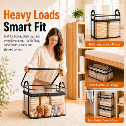 Clear PVC Storage Bins with Handles – for Books, Toys, Media, & Organizing🧸📚
