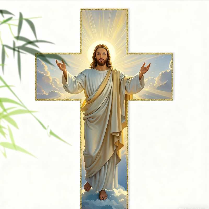 ✝️ Vintage Jesus Cross Wall Decor – Rustic Wooden Faith-Inspired Home Accent 🕊️✨